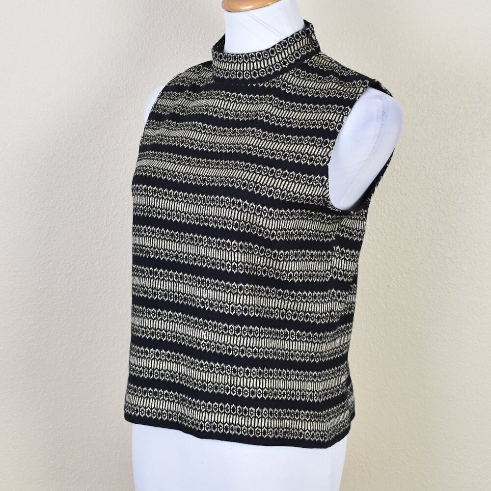 St. John Knit Sleeveless Mockneck Stripe Top - S - Picture 3 of 10